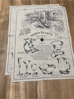 Simon Pearce Natural Beige Tea Towels Original Designs in Glass & Pottery